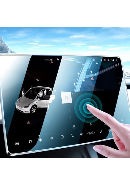 Tesla Model Y 9h Temperli Cam Araç Içi Multimedya 2in1 Ekran Koruyucu modelleri