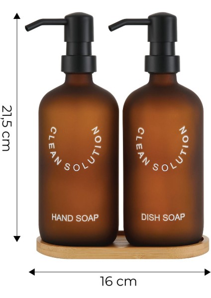 2' Li Amber Bambu Altlıklı Cam Sıvı Sabunluk Seti 500 ml - Bambu Standlı Sabunluk Seti fiyatları