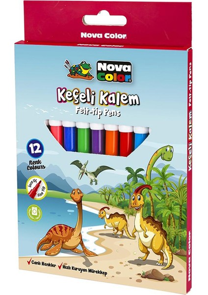 Keçeli Kalem Felt-Tip Pens- 12 Li