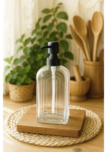 Iskandinavia Çizgili Cam Sıvı Sabunluk 380 ml