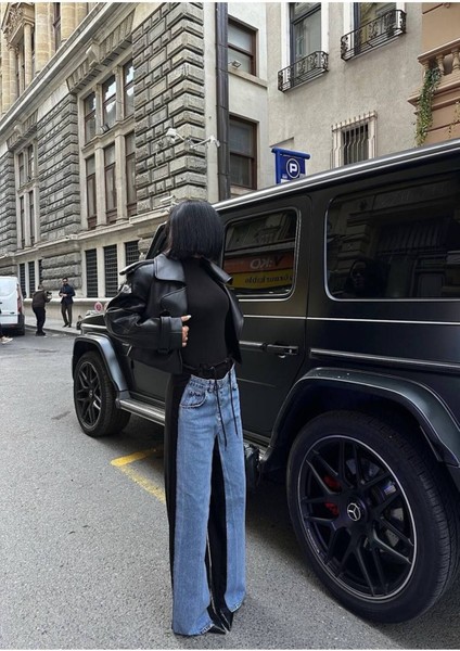 Kadın Tint Haki Lazer Detaylı Skater Jogger Fit Denim Jogger Kot Pantolon Baggy Model fırsatları