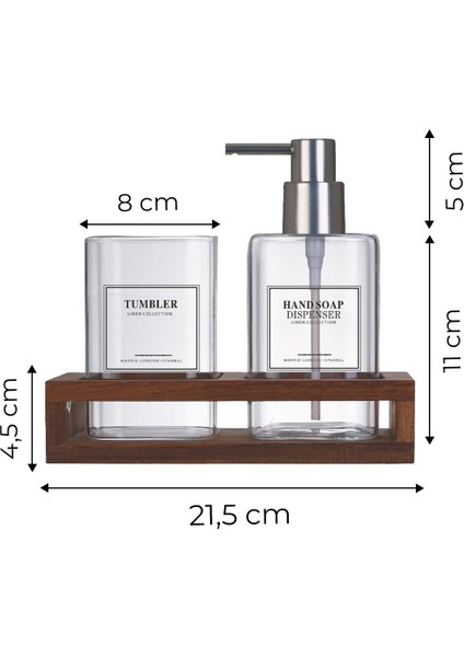 2'li Akasya Standlı 2 Bölmeli Borosilikat Ince Cam Sıvı Sabunluk Seti - Diş Fırça Organizeri fiyatları