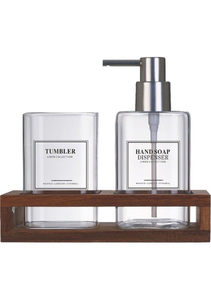 2'li Akasya Standlı 2 Bölmeli Borosilikat Ince Cam Sıvı Sabunluk Seti - Diş Fırça Organizeri fırsatları