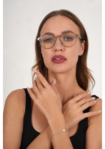 Gri Yuvarlak Mavi Işık Koruyucu Gözlük