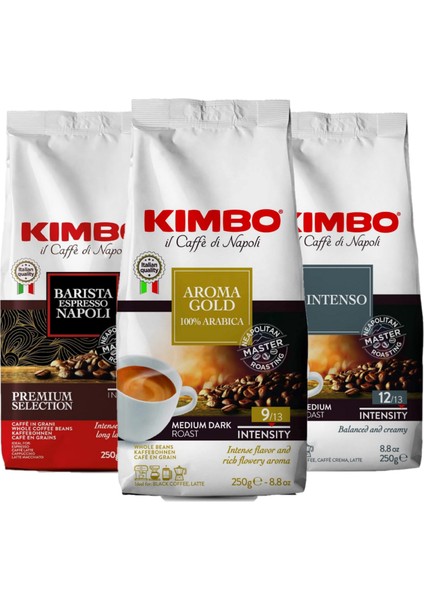 Espresso Napoli + Aroma Gold + Intenso Çekirdek Kahve (250 Gr) (3'lü Set)