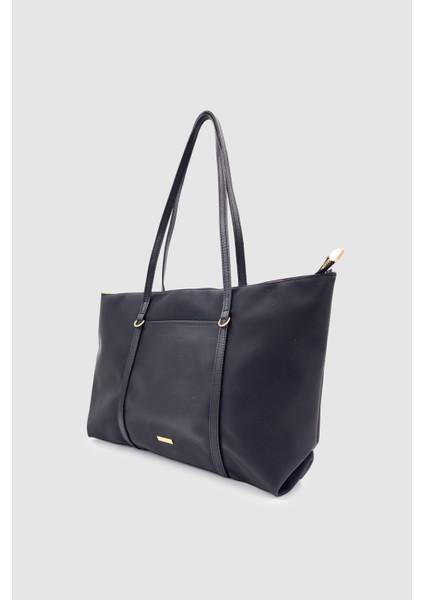 Velie Paraşüt Kumaş Şeritli Shopper Çanta Siyah modelleri