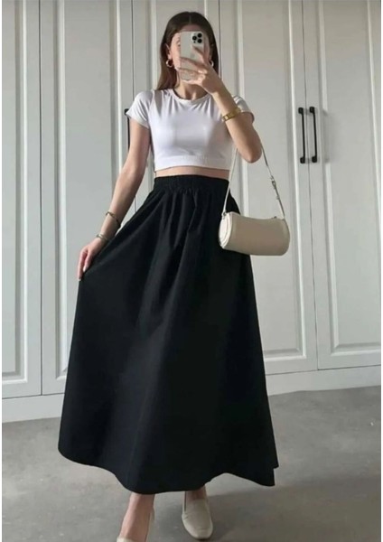 S0017621 Bsm Bel Lastik Detaylı Uzun Etek