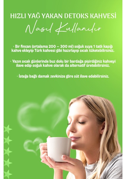 | Hızlı Yağ Yakan Detoks Kahvesi, Yeşil Kahve Çekirdekli, Gün Boyu Enerji, Bitkisel Diyet Kahve (1 Aylık) 250gr modelleri