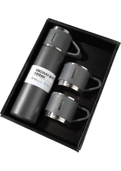 Vakumlu Paslanmaz Çelik Termos Üç Kapaklı Su Bardağı Hatıra (Yurt Dışından)