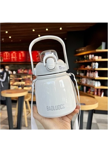 Büyük Göbek Termos Bardak Büyük Kapasiteli Öğrenci Su Bardağı Saman Askılı Su Isıtıcısı (Yurt Dışından)