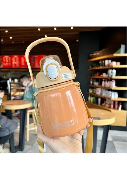 Büyük Göbek Termos Bardak Büyük Kapasiteli Öğrenci Su Bardağı Saman Askılı Su Isıtıcısı (Yurt Dışından)