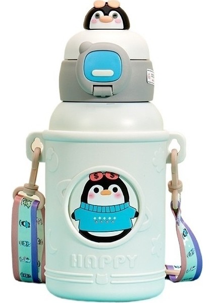 Paslanmaz Çelik Çocuk Termos Bardak Bebek Su Isıtıcısı Öğrenci Pipetli Bardak (Yurt Dışından)