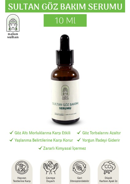 | Göz Bakım Serumu Eye Contour Serum (Morluk, Şişlik & Kaz Ayağı), Yaşlanma Karşıtı, Vegan İçerik (10 ml)