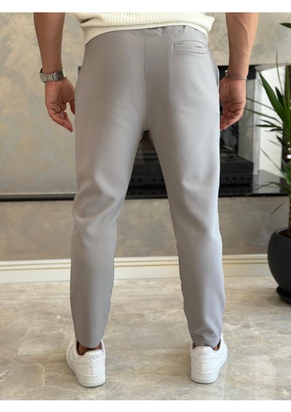 Erkek Beli Bağcıklı Slim Fit Pantolon Gri ECA012 indirimleri