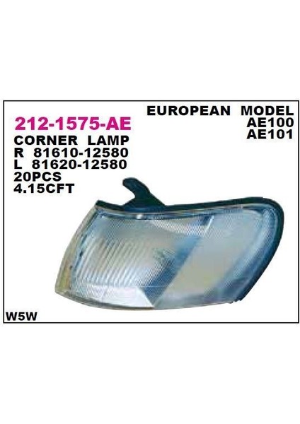 Corolla 1995-1998 Sinyal Lambası Sol Beyaz Çıkıntısız Depo