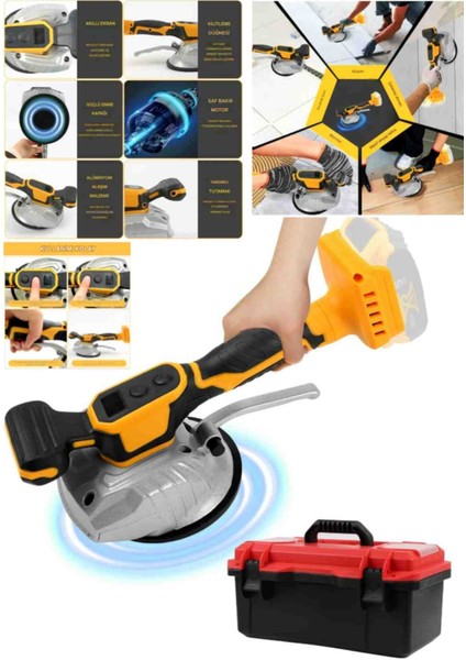 İyisi Yok 10 Pilli Elektrikli Fayans Döşeme Makinesi, 5000 Rpm, Fayans Vibratörü, Vantuzlu, 6 Hız, 60KG Emiş Kapasitesi, Fayans ve Diğer Zeminler Için