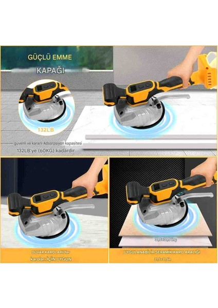 İyisi Yok 10 Pilli Elektrikli Fayans Döşeme Makinesi, 5000 Rpm, Fayans Vibratörü, Vantuzlu, 6 Hız, 60KG Emiş Kapasitesi, Fayans ve Diğer Zeminler Için modelleri