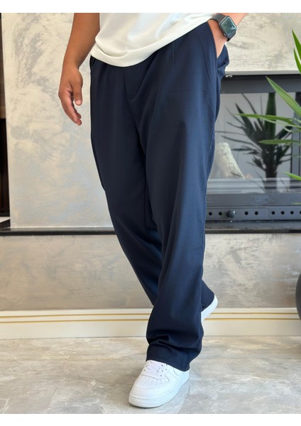 Erkek Baggy Kalıp Kumaş Pantolon Lacivert ECA002 modelleri