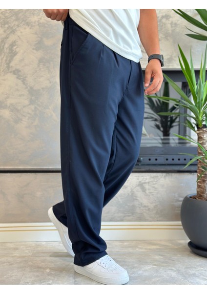 Erkek Baggy Kalıp Kumaş Pantolon Lacivert ECA002 fırsatları