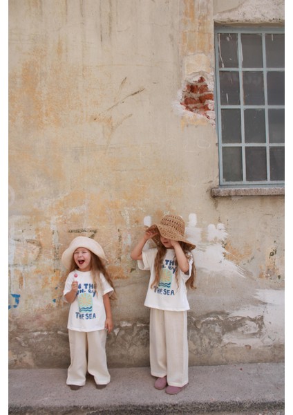 Güneş Baskılı T-shirt Müslin Pantolon Takım