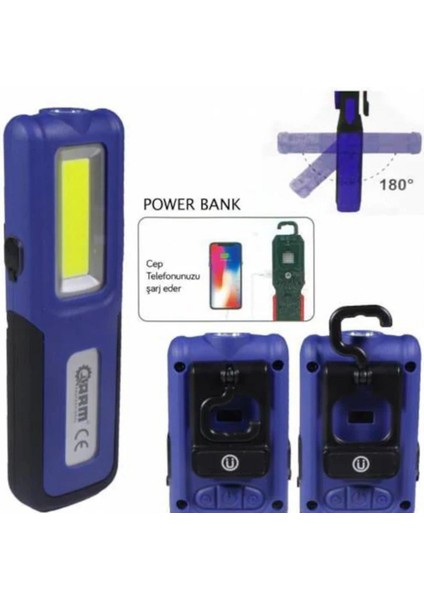 Profesyonel Esen109 420 Lümen Şarjlı Mıknatıslı Led Fener Lamba Powerbank indirimleri