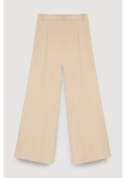 Bol Paça Palazzo Pantolon - Bej modelleri