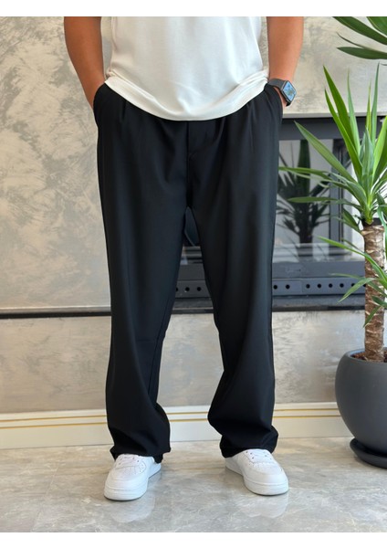 Erkek Baggy Kalıp Kumaş Pantolon Siyah ECA002 fiyatları