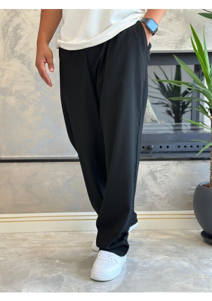 Erkek Baggy Kalıp Kumaş Pantolon Siyah ECA002 modelleri