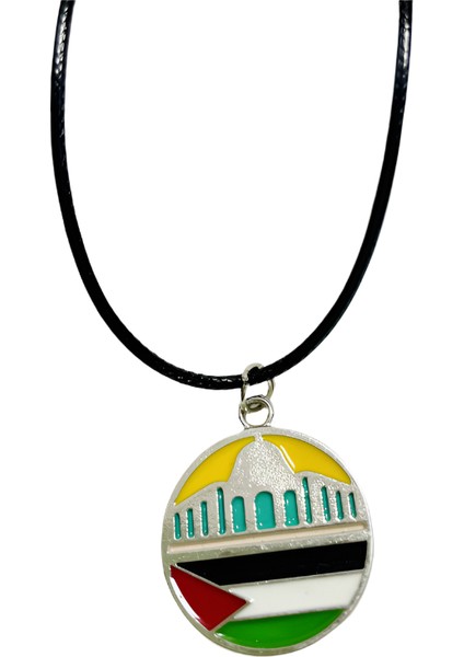 Siyah Ipli Filistin Bayraklı ve Kubbet-Üs Sahra Unisex Filistin Kolyesi 40 cm J300013 fiyatları