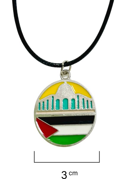 Siyah Ipli Filistin Bayraklı ve Kubbet-Üs Sahra Unisex Filistin Kolyesi 40 cm J300013 fırsatları