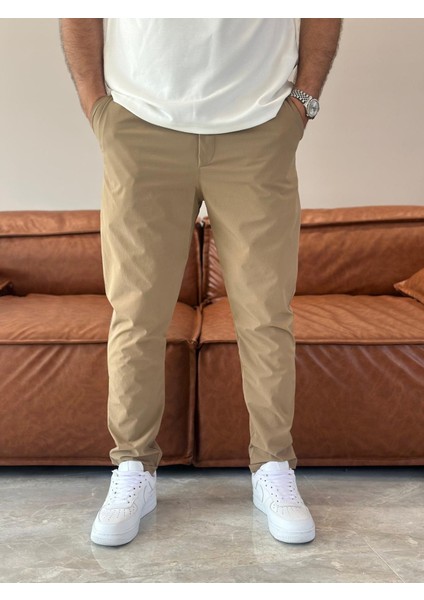Erkek Beli Bağcıklı Jooger Pantolon Bej ECA003