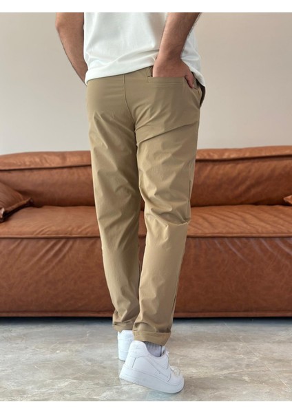 Erkek Beli Bağcıklı Jooger Pantolon Bej ECA003 fırsatları