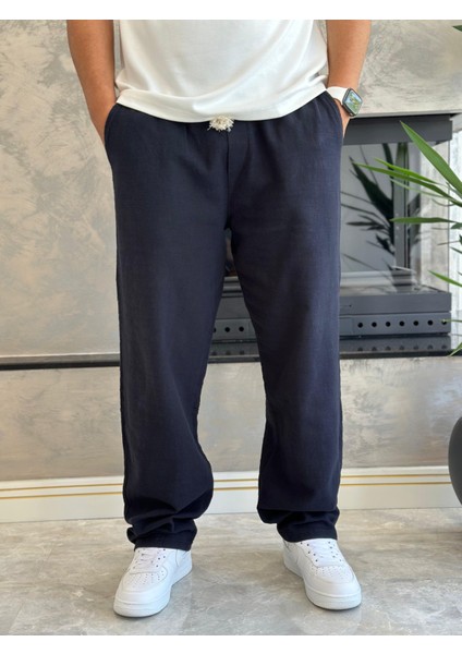 Erkek Rahat Kalıp Keten Pantolon Lacivert ECA001 fiyatları