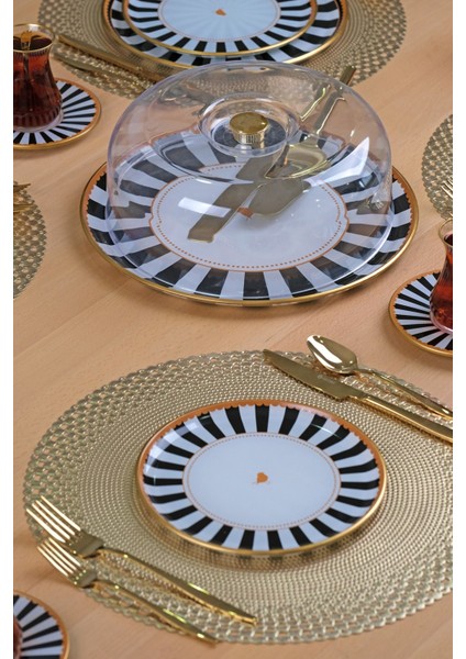 Black Line 6 Parça 6 Kişilik Pasta Takımı - Pasta Tabağı