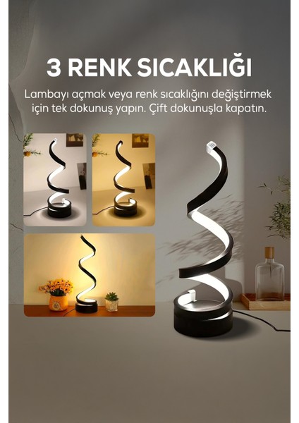 Kıvrımlı LED Masa Lambası – 3 Renk Seçenekli Gece Lambası modelleri