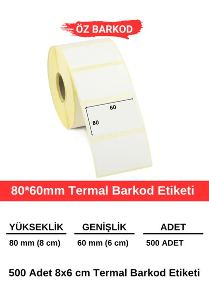 Barkod Etiketi 80MM*60MM – 500ADET(SARIM) | Net Baskı, Gerçek Uzunluk, Cihaz Dostu