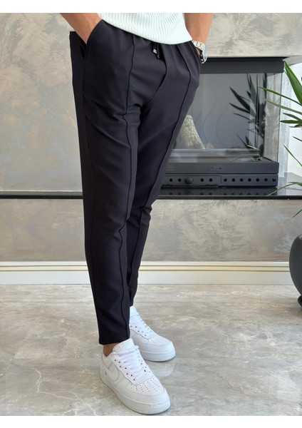 Erkek Beli Bağcıklı Slim Fit Pantolon Siyah ECA012 fiyatları