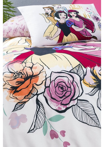 Princess Rose Tek Kişilik Disney Lisanslı Lastikli Fitted Çarşaf Çocuk Nevresim Takımı modelleri