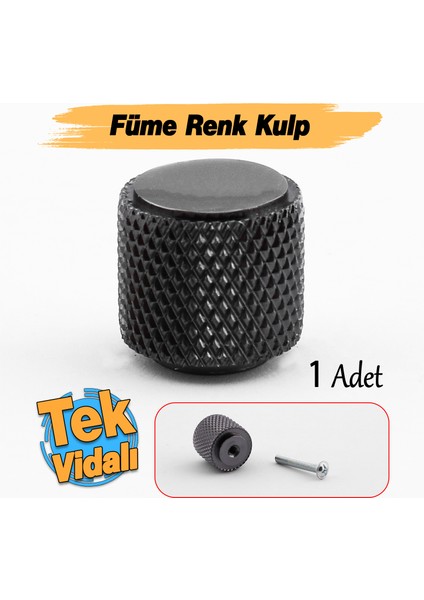 Tek Vidalı Çizgili Lüks Füme Renk Düğme Metal Kulp Çekmece Mobilya Mutfak Dolabı Dolap Kulbu Kulplar