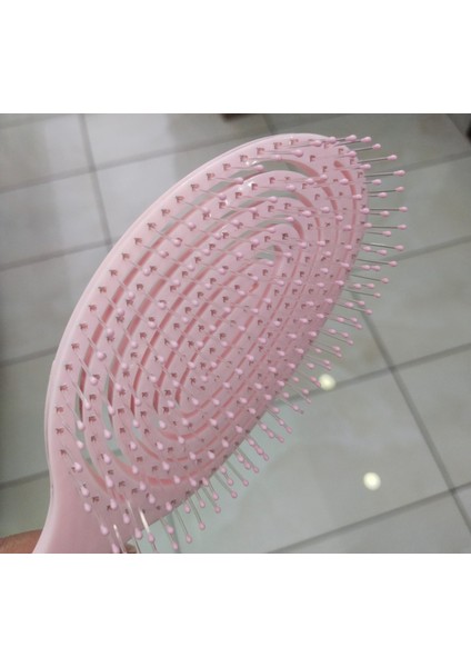 Üç Boyutlu Saç Fırçası Tarak - Pembe