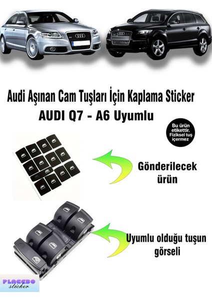 Audi A6 – Q7 Cam Açma Düğmeleri Sticker | Etiket Seti