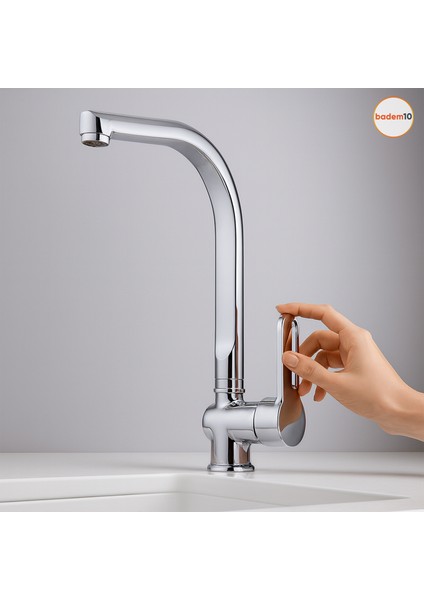 Premium Sıcak Soğuk Ayarlı Tek Kollu Aç Kapa Krom Lavabo Eviye Bataryası Modern Duvar Tipi Armatür modelleri