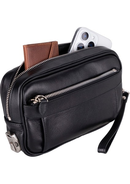 Forge Hakiki Deri, El Yapımı, Şifreli Kilitli, Erkek El Çantası, Kömür Siyah indirimleri