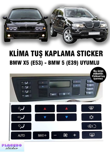 Bmw 5 E39 – X5 E53 Klima Tuş Sticker Seti | Yıpranmış Tuşlar Için Etiket Seti
