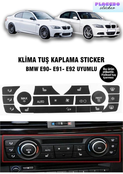 Bmw E90 E91 E92 Klima Tuş Sticker Seti | Yıpranmış Tuşlar Için Etiket Seti