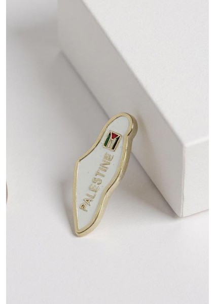 Filistin Haritası Içinde Bayrak & "palestıne" Beyaz Rengi Yaka Rozeti A300049