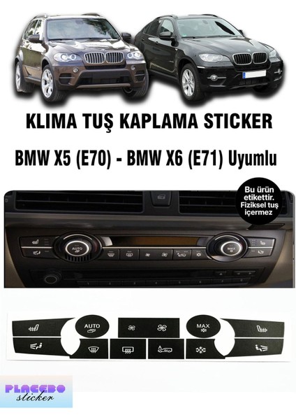Bmw X5 E70 – X6 E71 Klima Tuş Sticker Seti | Yıpranmış Tuşlar Için Etiket Seti
