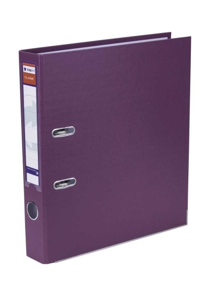 Plastik Cilt Bezi Kaplı Ofis Klasörü A4 Dar 30'lu Mor