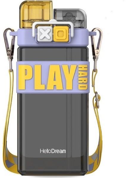 Yuandong Punk Çift Kişilik Askılı Pipetli Bardak 520ML Flask Tritan Öğrenci Su Isıtıcısı (Yurt Dışından)