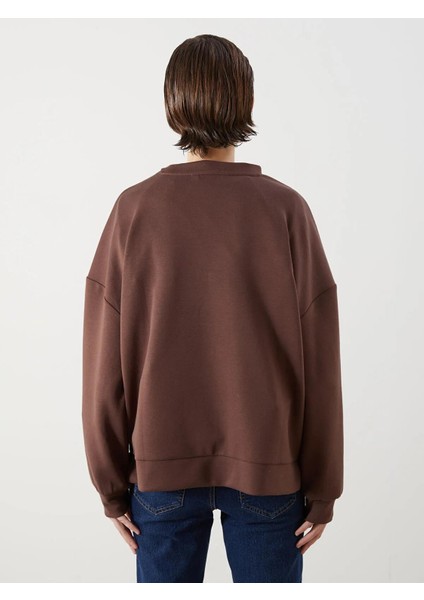 Lcw Vision Bisiklet Yaka Oversize Kadın Sweatshirt (W5) fırsatları